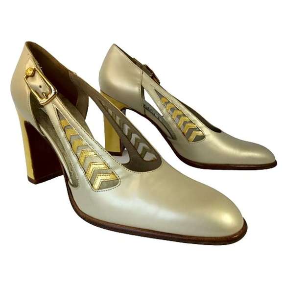 Fabiani Shoes - Handmade Fabiani Cream Pumps 3 Metallic Pearl Character US 5.5